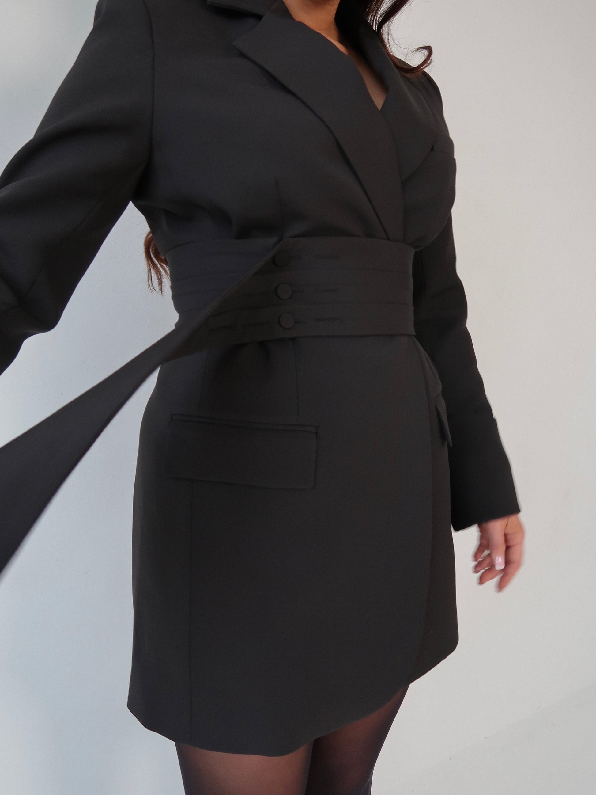 Black Dress, Little Black Dress, LBD, Blazer Dress, Tailored Dress. Belted Dress,Long Sleeve Dress, Chic Dress, Womens Blazer, Womens Blazer Dress, Camel Outfit, Camel Dress, Black Blazer, Black Dress,