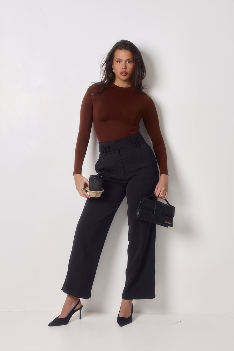 Contour Form Long Sleeve Bodysuit | Rich Chocolate