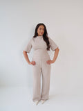 Beige Trouser, Work Trouser, Classic Trouser, Smart Outfit, Womens Workwear, Ladies Workwear, Corporate Outfit, Beige Tailored Trousers, Belted Trousers, Smart Trousers, Belt Loops, Lined Trousers, Wide Leg, Wide Leg Trousers, Neutral Trouser, Neutral Top, Smart Top, High Neck Top, Womens Work Top, Womens Office Top