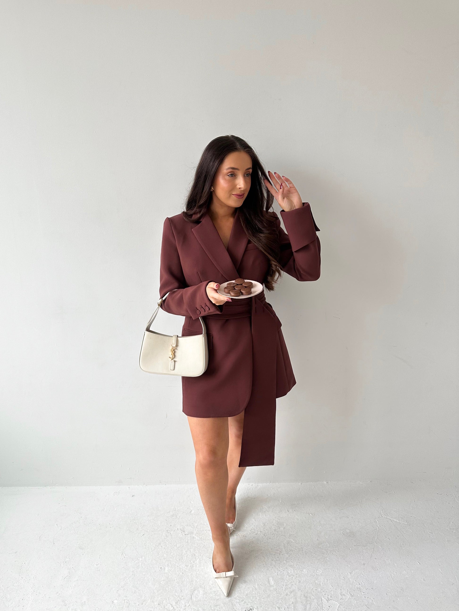Cherry Chocolate, Burgundy, Blazer Dress, Tailored Dress. Belted Dress,Long Sleeve Dress, Chic Dress, Womens Blazer, Womens Blazer Dress, Burgundy Outfit, Burgundy Dress