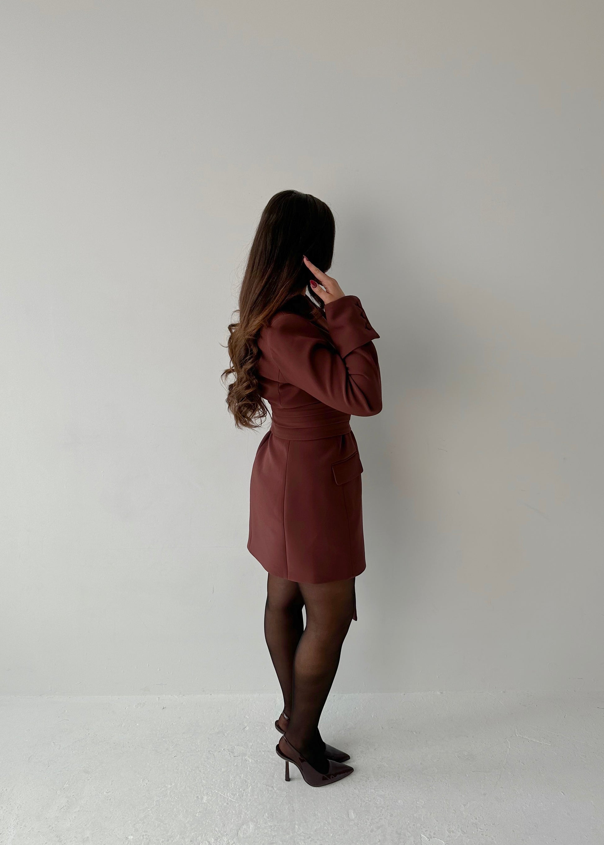 Cherry Chocolate, Burgundy, Blazer Dress, Tailored Dress. Belted Dress,Long Sleeve Dress, Chic Dress, Womens Blazer, Womens Blazer Dress, Burgundy Outfit, Burgundy Dress
