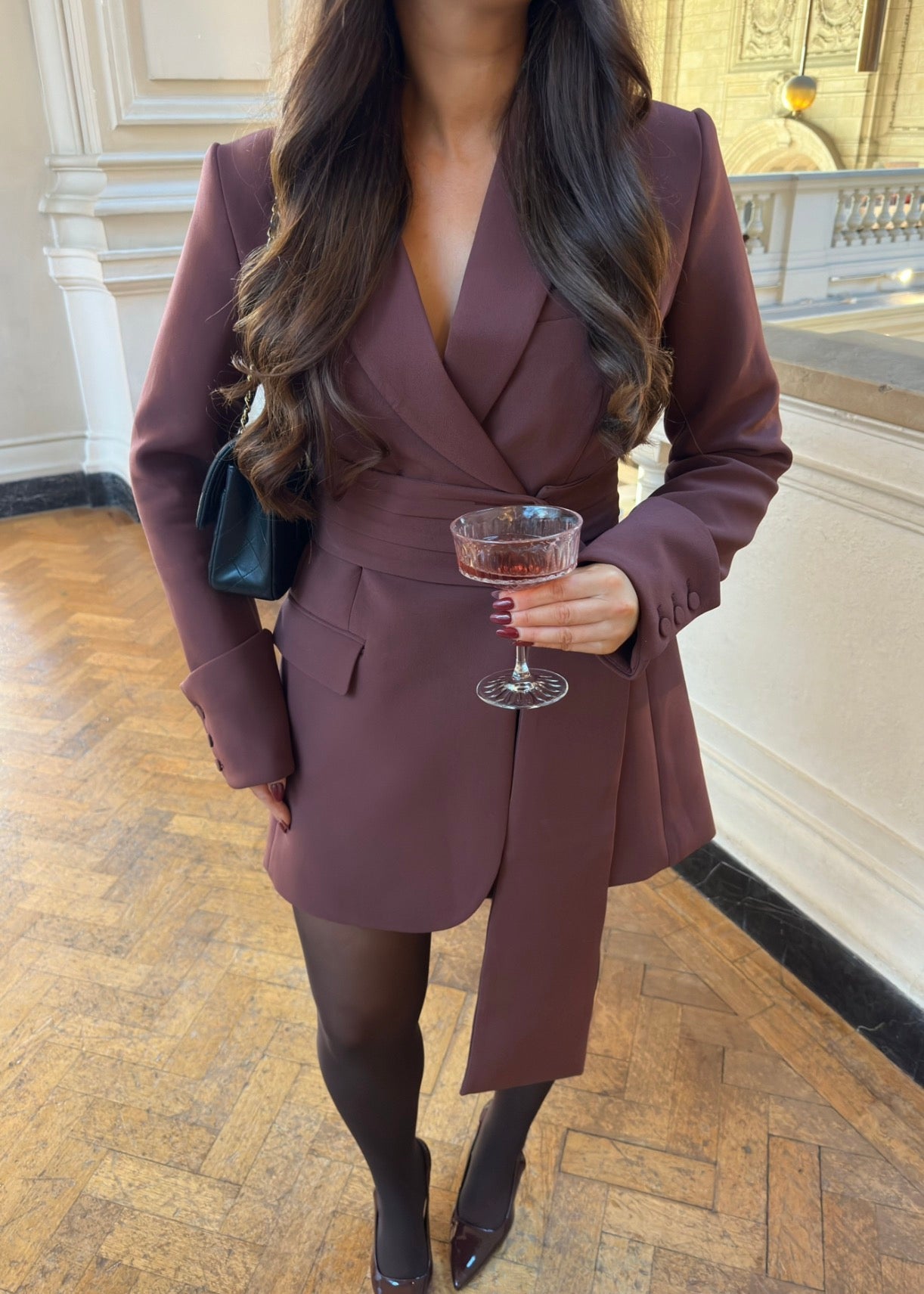 Cherry Chocolate, Burgundy, Blazer Dress, Tailored Dress. Belted Dress,Long Sleeve Dress, Chic Dress, Womens Blazer, Womens Blazer Dress, Burgundy Outfit, Burgundy Dress