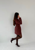 Cherry Chocolate, Burgundy, Blazer Dress, Tailored Dress. Belted Dress,Long Sleeve Dress, Chic Dress, Womens Blazer, Womens Blazer Dress, Burgundy Outfit, Burgundy Dress