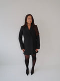 Black Dress, Little Black Dress, LBD, Blazer Dress, Tailored Dress. Belted Dress,Long Sleeve Dress, Chic Dress, Womens Blazer, Womens Blazer Dress, Camel Outfit, Camel Dress, Black Blazer, Black Dress, 