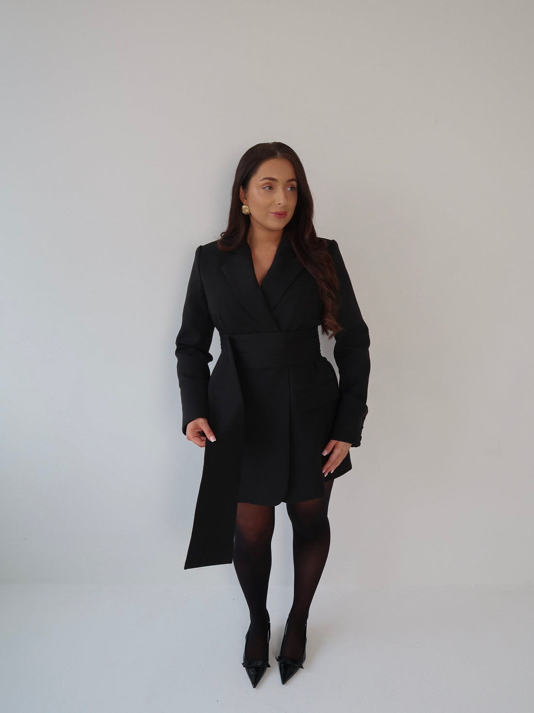 Black Dress, Little Black Dress, LBD, Blazer Dress, Tailored Dress. Belted Dress,Long Sleeve Dress, Chic Dress, Womens Blazer, Womens Blazer Dress, Camel Outfit, Camel Dress, Black Blazer, Black Dress, 