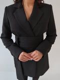 Black Dress, Little Black Dress, LBD, Blazer Dress, Tailored Dress. Belted Dress,Long Sleeve Dress, Chic Dress, Womens Blazer, Womens Blazer Dress, Camel Outfit, Camel Dress, Black Blazer, Black Dress, 