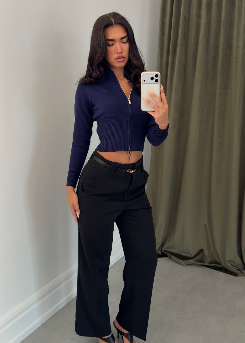 Structured Sculpting Zip Knit | Royal Bleu