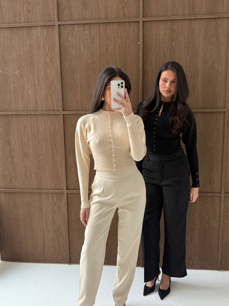 Structured Sculpting Waist Cardigan | Classic Noir