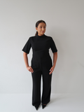 Black Trouser, Work Trouser, Classic Trouser, Smart Outfit, Womens Workwear, Ladies Workwear, Corporate Outfit, Black Tailored Trousers, Belted Trousers, Smart Trousers, Belt Loops, Lined Trousers, Wide Leg, Wide Leg Trousers