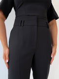 Black Trouser, Work Trouser, Classic Trouser, Smart Outfit, Womens Workwear, Ladies Workwear, Corporate Outfit, Black Tailored Trousers, Belted Trousers, Smart Trousers, Belt Loops, Lined Trousers, Wide Leg, Wide Leg Trousers