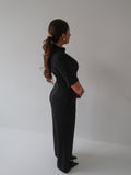Black Trouser, Work Trouser, Classic Trouser, Smart Outfit, Womens Workwear, Ladies Workwear, Corporate Outfit, Black Tailored Trousers, Belted Trousers, Smart Trousers, Belt Loops, Lined Trousers, Wide Leg, Wide Leg Trousers