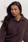 Modern oversized brown button-up sweater for women UK fashion