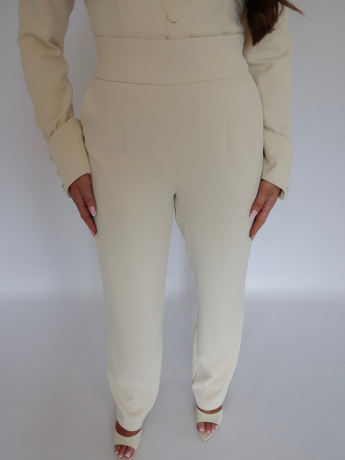 Tailoring High Waisted Straight Leg Trousers | Vanilla Crème