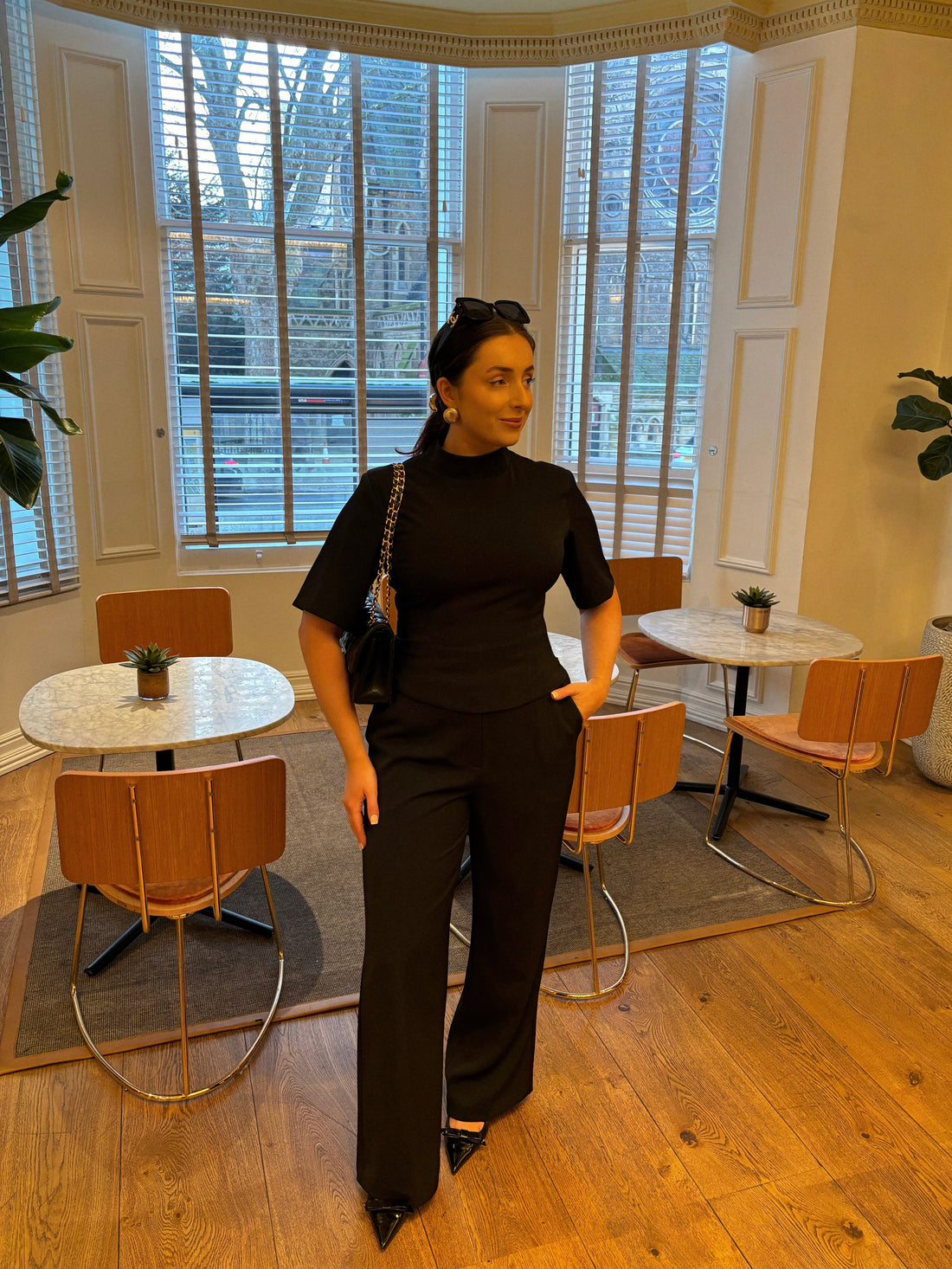 Tailoring Sculpted High Neck Top | Classic Noire